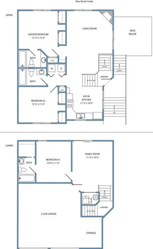 3-bed, 3-bath duplex with garage