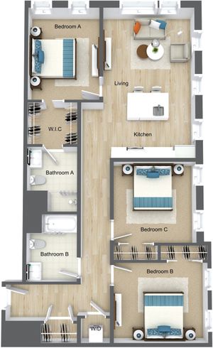 3 Bedroom 2 Bathroom C1