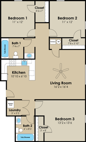 3 Bedroom Floor Plan | West Towne | Ames, Iowa