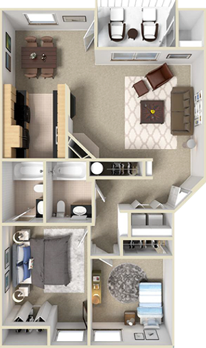 Gold A 3D Floor Plan