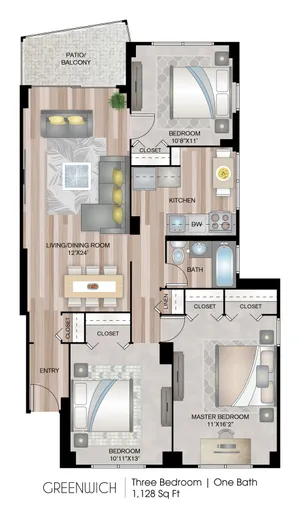 Three Bedroom Floor Plan