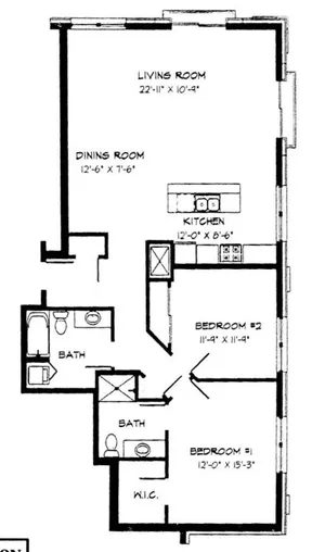 2 Bed / 2 Bath - 1,252 SF