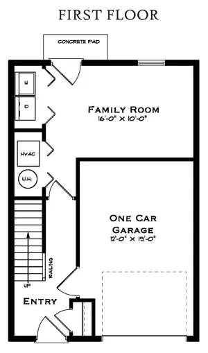 Lexington 4 Bedroom 2.5 Bathroom First Floor Plan