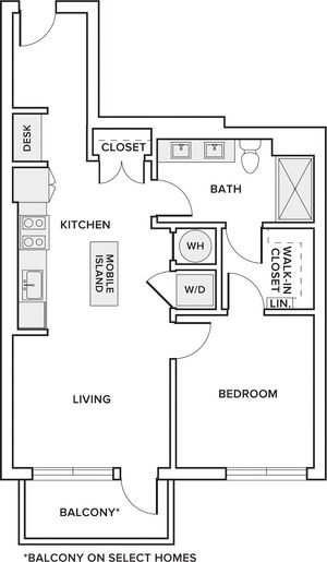 716 square foot one bedroom one bath floor plan image