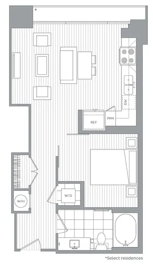 F / Studio / 1 Bath