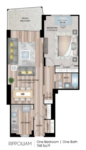 One Bedroom Floor Plan