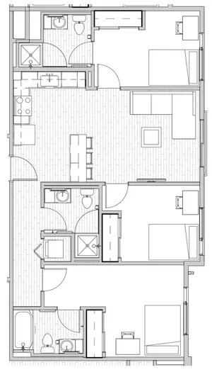 3 Bedroom Floor Plan 1 | Apartments Near Csu | Uncommon Fort Collins
