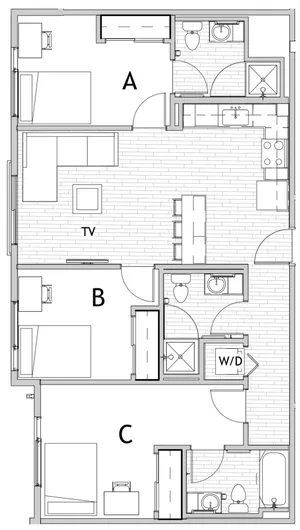 3 Bedroom Floor Plan 2 | Apartments Near Csu | Uncommon Fort Collins