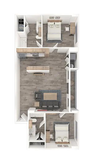 Sparq on Rio Guadalupe 2x2 Floor Plan Image
