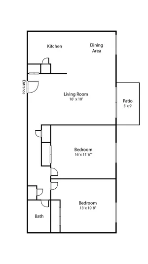 2 bed floor plan at Park Place Apartments Norristown