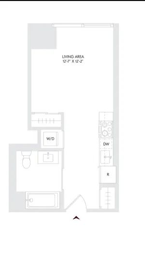 Avira Residence 8 floor plan showcasing a modern studio with 1 bath, featuring a spacious living area, conveniently located on floors 10-23 in Philadelphia.