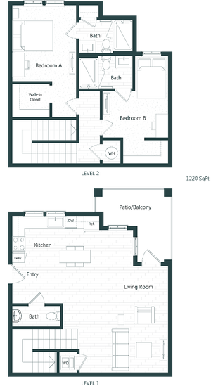 2 Bedroom, 2.5 Bath Townhome