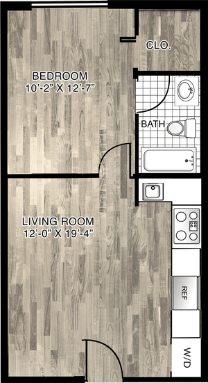 Model D | 1 Bedroom, 1 Bathroom