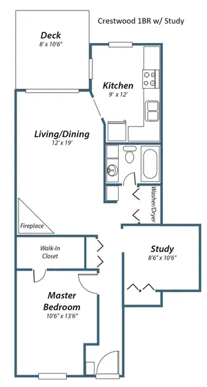 Remodeled 1-bed, 1-bath with fireplace