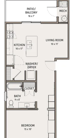 1 Bedroom, 1 Bathroom