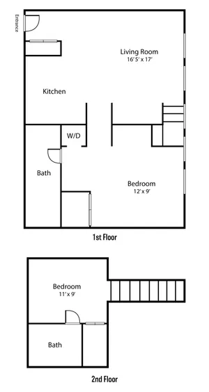 spacious 2 bed 2 bath open floor plan two floors