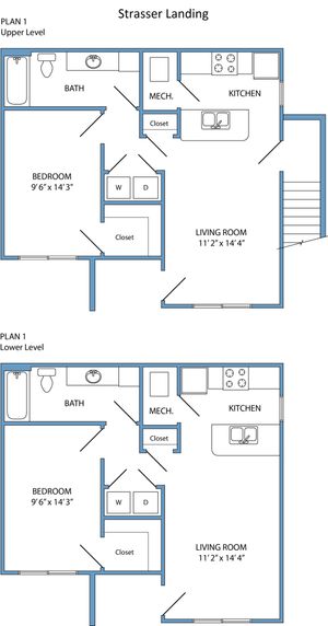 Plan 1 - 1 bed, 1 bath