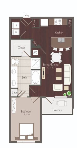 1 bedroom floor plan