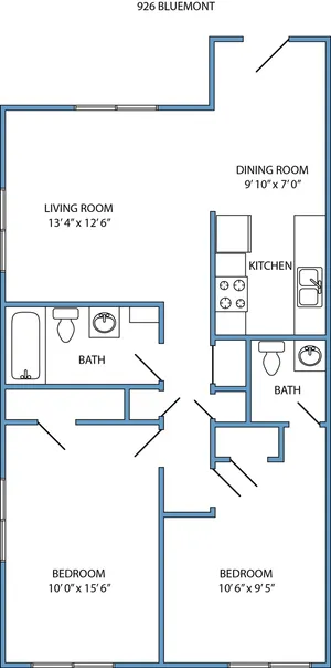 2-bed, 1.5 bath