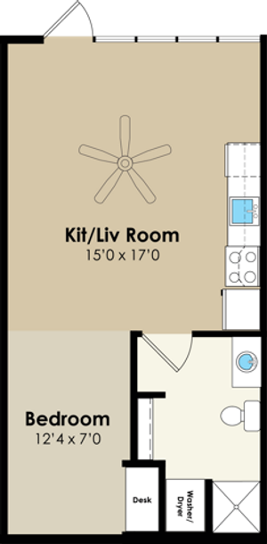 Studio Floor Plan | West Towne | Ames, Iowa