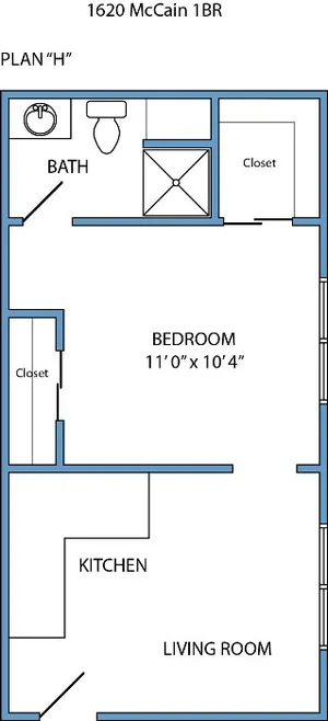 Plan H - 1-bed, 1-bath