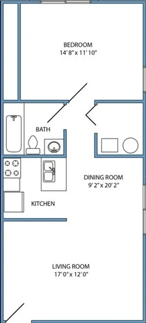 1-bed, 1-bath lower level
