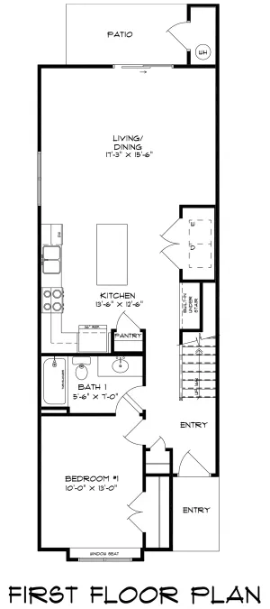 Beckington First Floor Plan With No Garage
