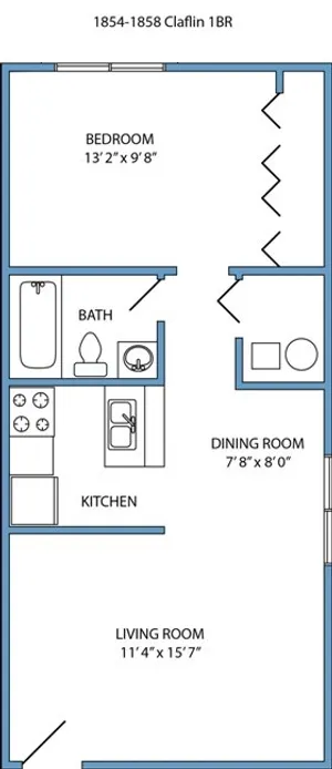 1-bed, 1-bath 1st floor