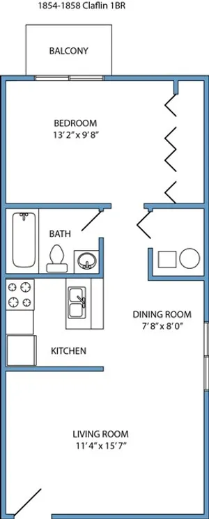 1-bed, 1-bath 2nd floor