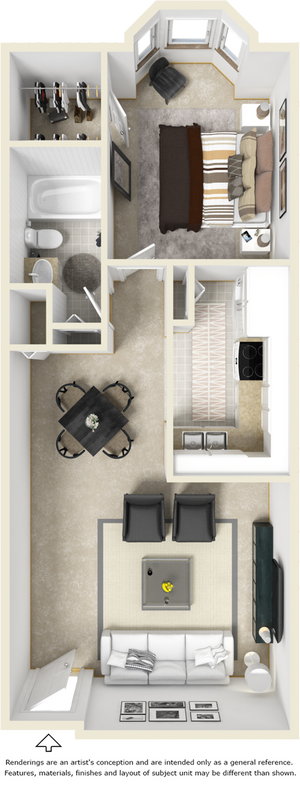 Sutton 1 bedroom 1 bathroom floor plan