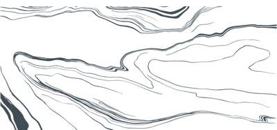 Contemporary floor plan illustration with fluid, organic lines creating an artistic map-like design.