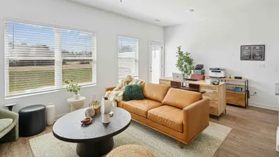 decorated living room with lots of natural light