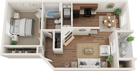 Overlook Park 1 bedroom copper floor plan