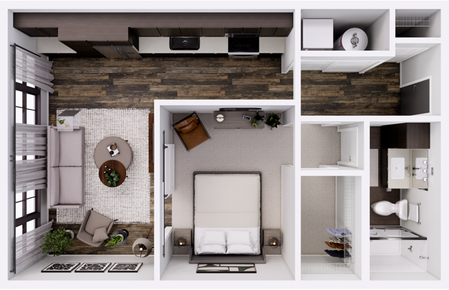 623 Square Foot Studio Apartment at The Foundry