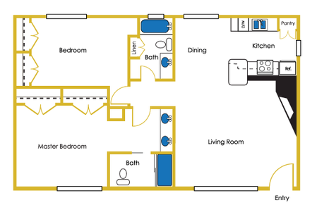 2 Bed / 2 Bath — 1,012 sq. ft