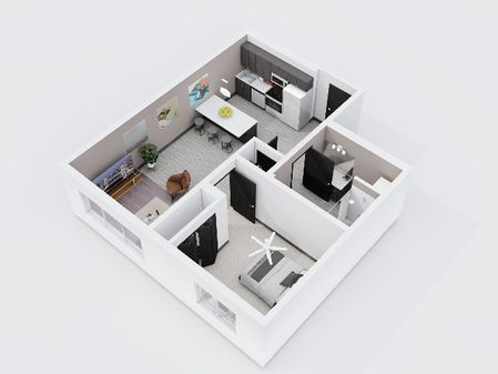 One Bedroom, One Bathroom City Scape 1A Layout