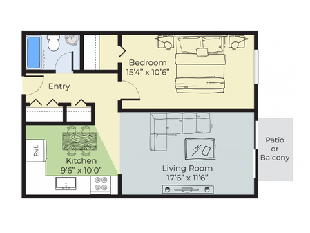 1 Bedroom Floor Plan | Apartments For Rent Near Nashua Nh | Pheasant Run Apartments