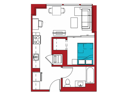 A1 | 1 bed 1 bath | from 495 square feet