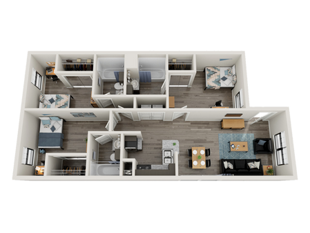 3x3 upgraded floor plan image