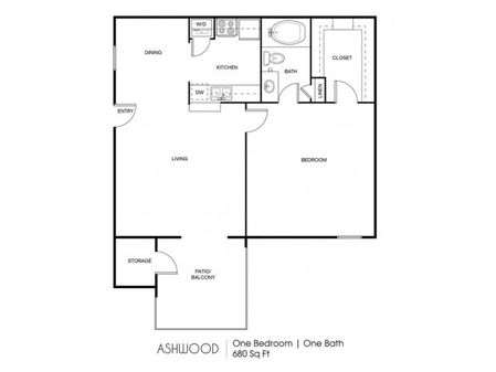 Ashwood - One Bedroom | One Bath 680 Sq Ft