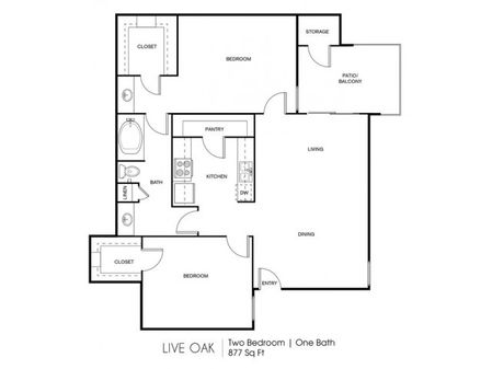 LiveOak - Two Bedroom | One Bath 877 Sq Ft