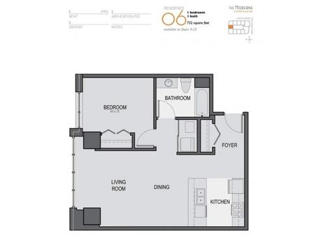 One Bedroom One Bathroom Floor Plan 06