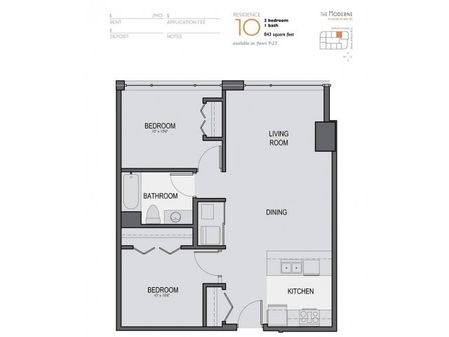 Two Bedroom One Bathroom Floor Plan 10