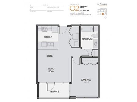One Bedroom One Bathroom Floor Plan 02