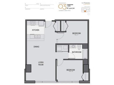 Two Bedroom One Bathroom Floor Plan 03