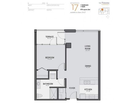 One Bedroom One Bathroom Floor Plan 17