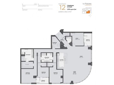 Three Bedroom 2.5 Bathroom Floor Plan 12