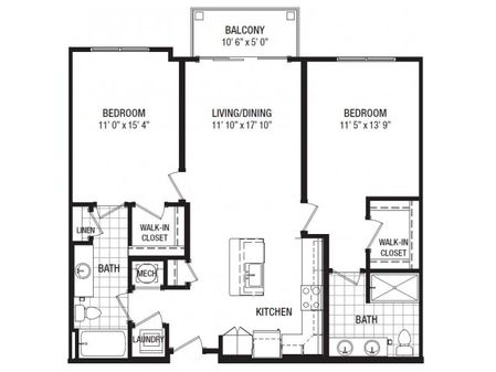 F 2 Bedroom Floor Plan | Luxury Apartments In Towson MD | The Southerly