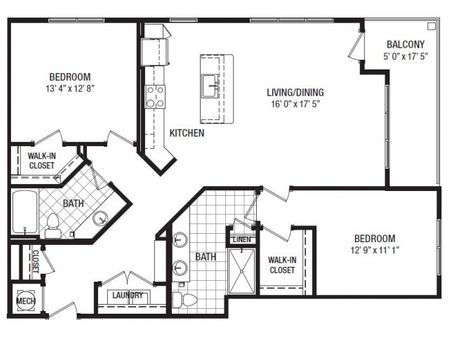 H 2 Bedroom Floor Plan | Luxury Apartments In Towson MD | The Southerly