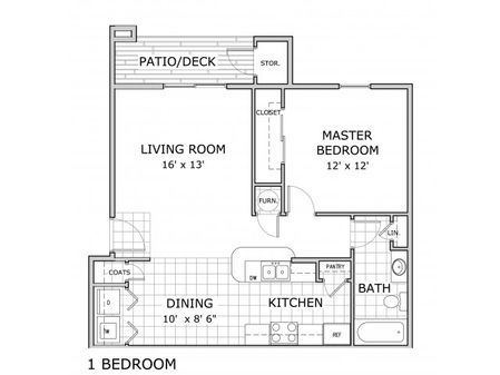 floor plan for 1 bedroom apartment at Battlefield Park in Springfield, MO